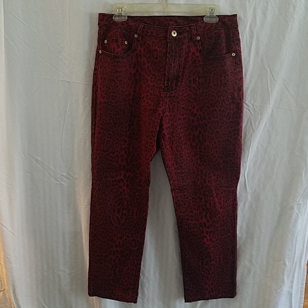 Red Leppard Print Jeans